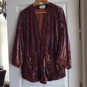Anthropologie crushed velvet smoking jacket